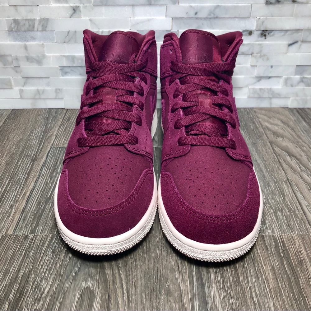 NWOT Kids Air Jordan 1 Mid Bordeaux & Sail - Picture 2 of 8